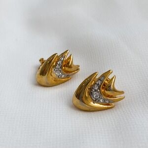 VTG Gold Arrow Diamond Clip Earrings